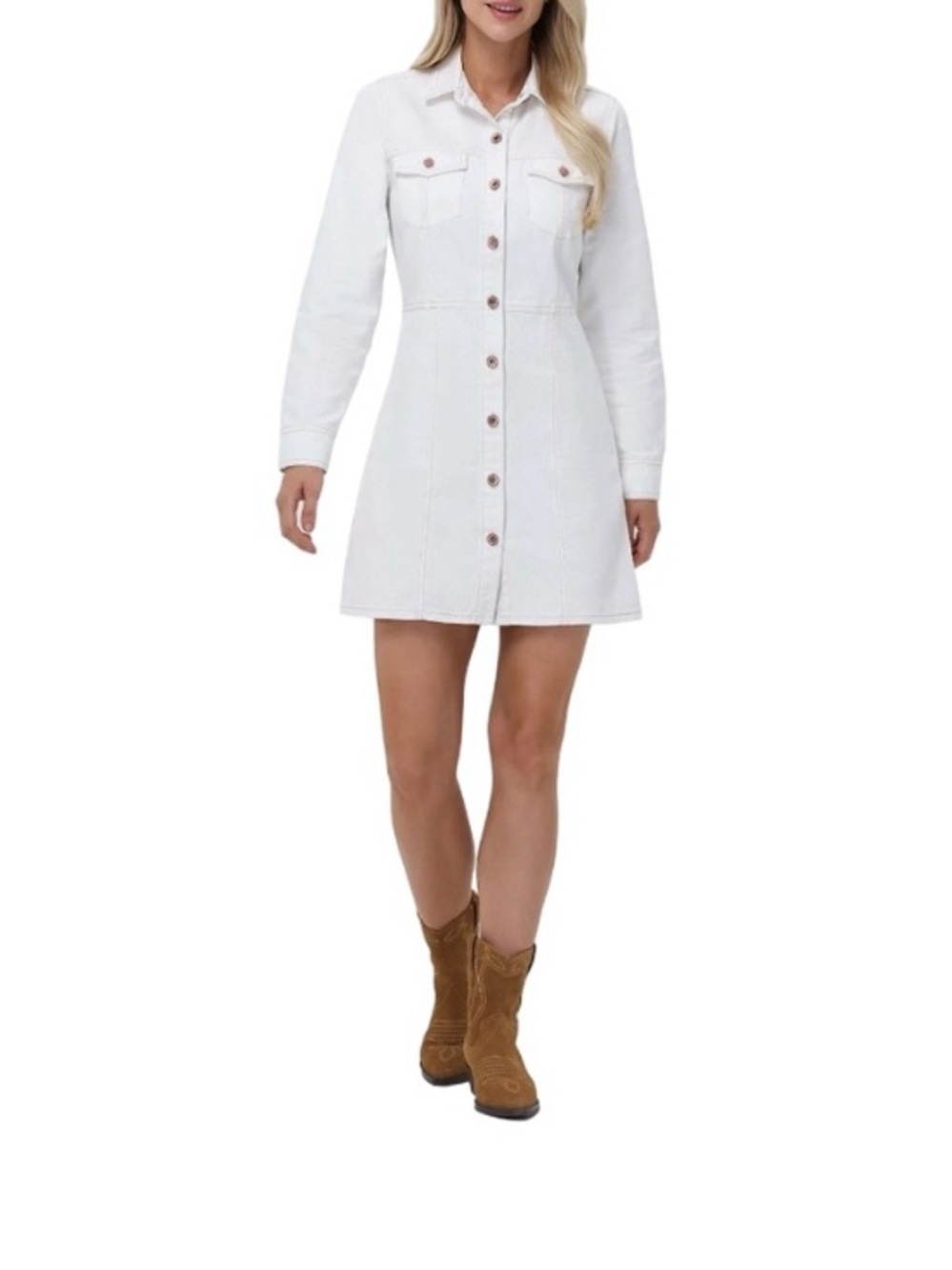 Frye White Button-Front Mini Shirt Dress